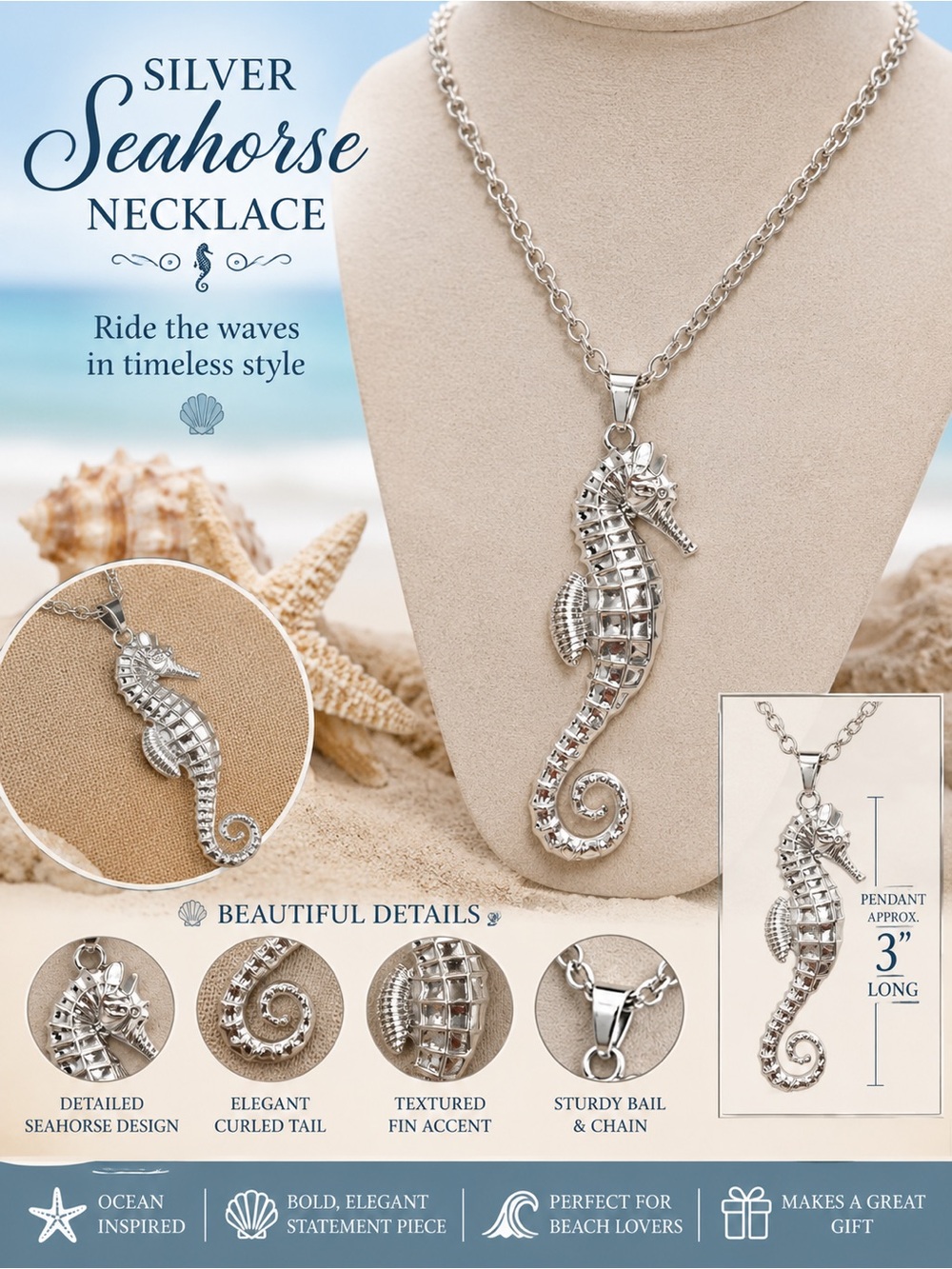 paparazzi Silver Seahorse Pendant Necklace